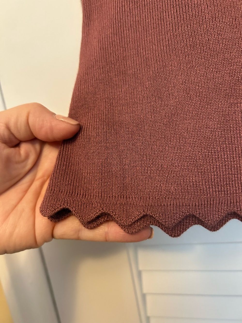 The Workshop Dusty Plum Scalloped Edge Tank Top Women’s Size Large - Picture 7 of 8